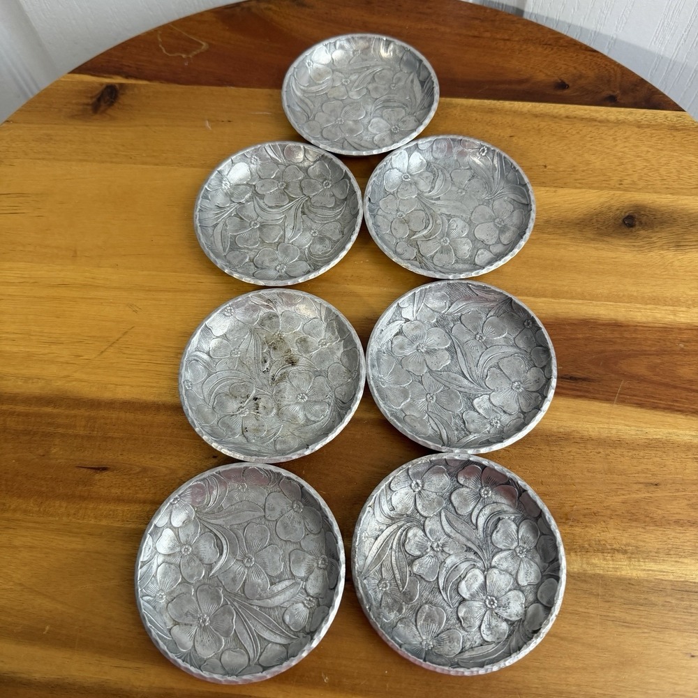 Everlast Forged Aluminum Lot Of 7 Floral 3 Inch Coasters Cottage Boho Farmhouse